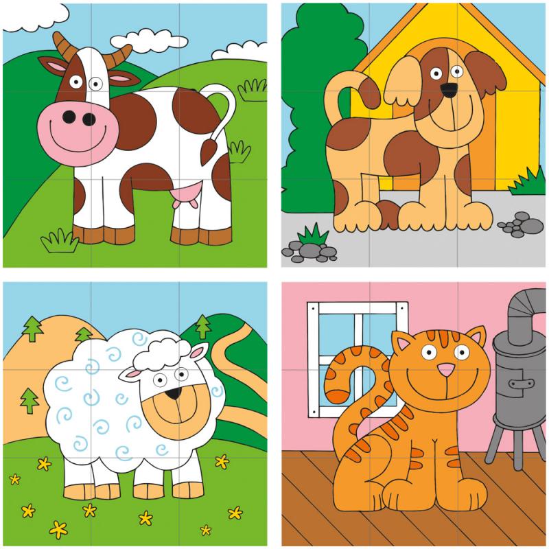 Woody Drevené kocky navliekacie - Domáce zvieratká