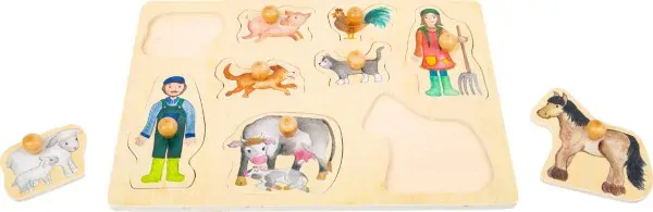 Small Foot Drevené puzzle s úchytom Život na farme
