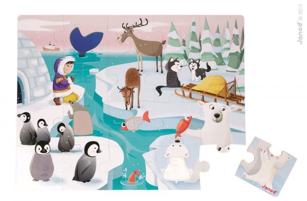 Janod Puzzle dotykové Život na ľade s textúrou