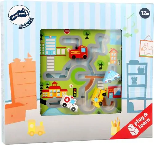 Small Foot Drevené posuvné puzzle Mesto