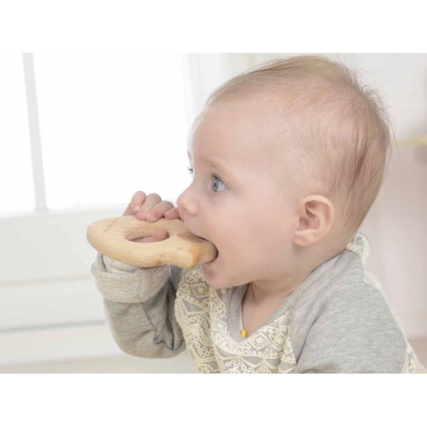 Masterkidz Sada Drevené zviera na kolieskach a hryzátko - zajko a mrkva