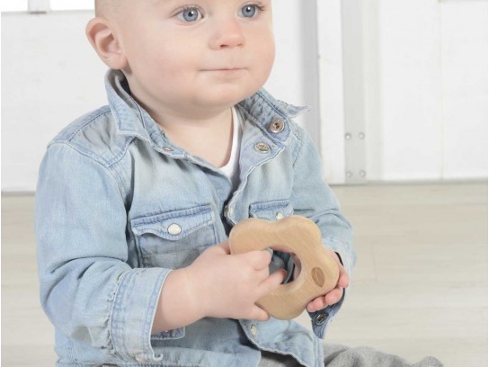 Masterkidz Sada Drevená hrkálka a hryzátko - včela a kvetina