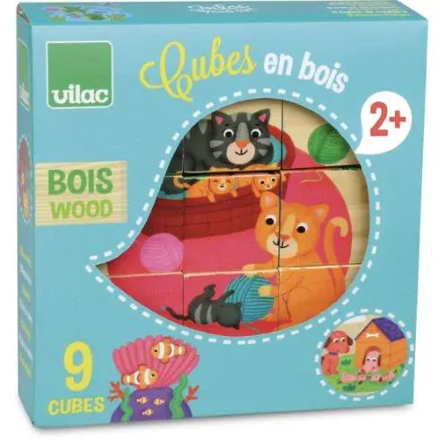 Vilac Drevené kocky Zvieratká 9 ks