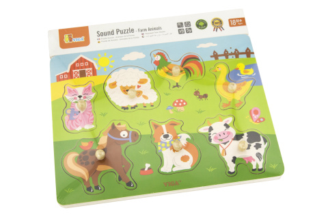 Viga Drevená vkladačka zvuková - Zvieratká