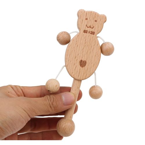 Montessori Malá drevená hrkálka Macko