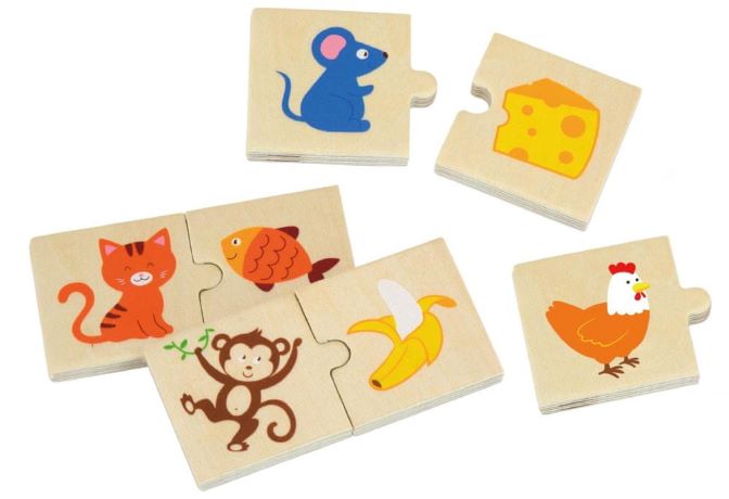 Viga Drevené puzzle Kŕmenie zvieratiek