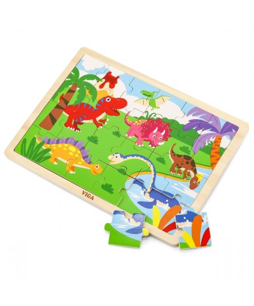 Viga Drevené puzzle Dinosaury 24 ks