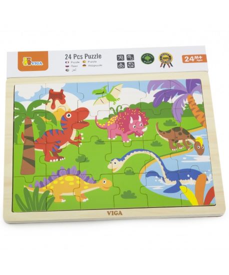 Viga Drevené puzzle Dinosaury 24 ks