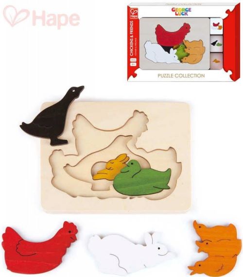 Hape 3D puzzle Kuriatko a kamaráti