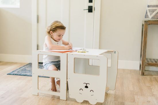 Craffox Montessori multifunkčná učiaca veža Medveď biely