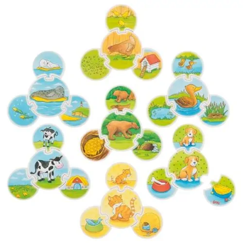 Goki Drevené priraďovacie puzzle Zvieratká