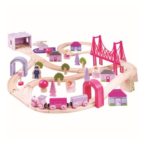Bigjigs Rail Veľká drevená vláčikodráha pre princezné