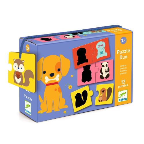 Djeco Puzzle duo: Tiene zvieratá - priraďovanie siluety 12 ks