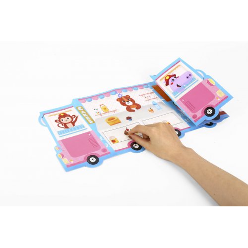 Tookyland Znovupoužiteľné nálepky Hasičské a Zmrzlinárske auto 2v1