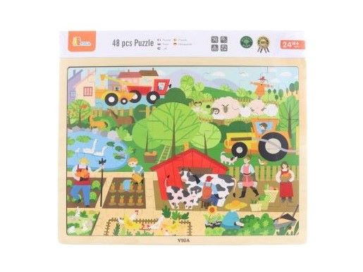 Viga Drevené puzzle Farma 48 ks