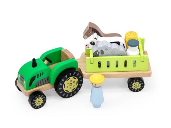 Viga Drevený traktor so zvieratkami