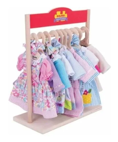 Bigjigs Toys Modré bodkované šaty s jeleňom pre bábiku 28 cm