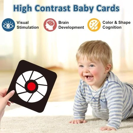 Montessori Kontrastné čiernobielo červené karty 3-6 mes.