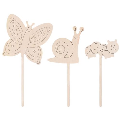 Goki Drevené zápichy do kvetov na vymaľovanie 3 ks