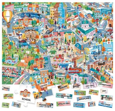 HEADU Puzzle 100 anglických slovíčok Mesto