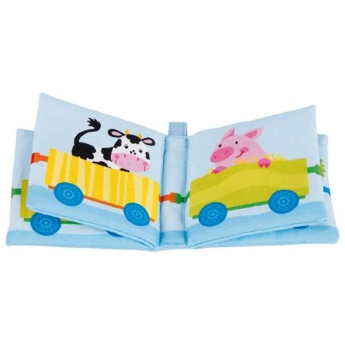 Goki Textilná knižka pískacia Zvieratká vo vláčiku 1 ks