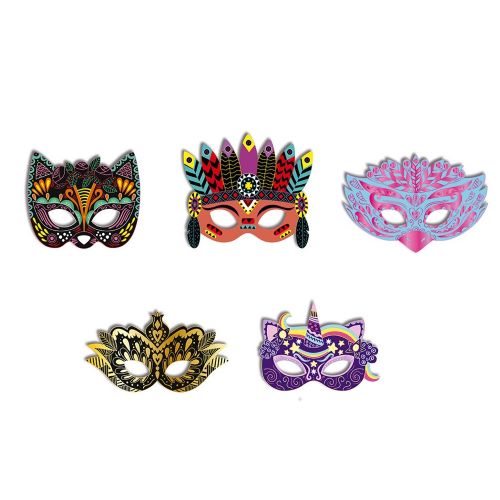 Janod Atelier Mini Kreatívna sada Vyškrabovacie obrázky Party Masky 5+