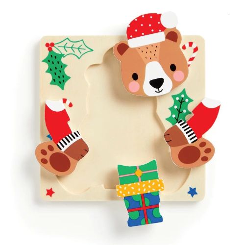 Mudpuppy Drevené puzzle sada 4 ks Vianoce