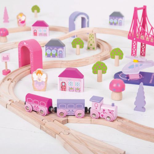 Bigjigs Rail Veľká drevená vláčikodráha pre princezné