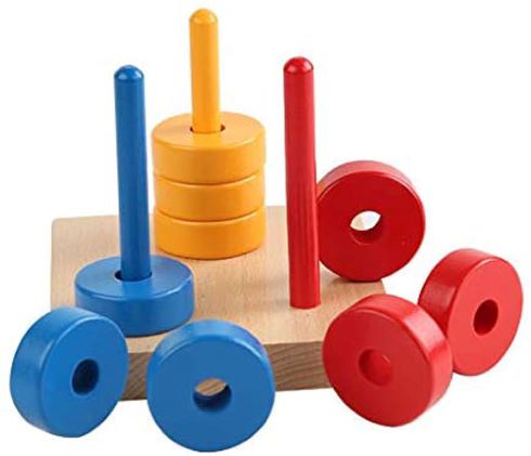 Montessori Farebné veľké kruhy na 3 farebných kolíkoch