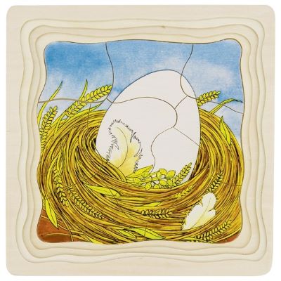 Goki Drevené vrstvové vývojové puzzle Sliepka
