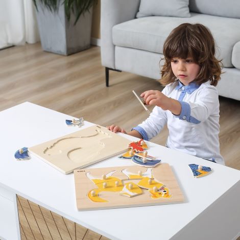 Viga Drevená montessori vkladačka Kohút