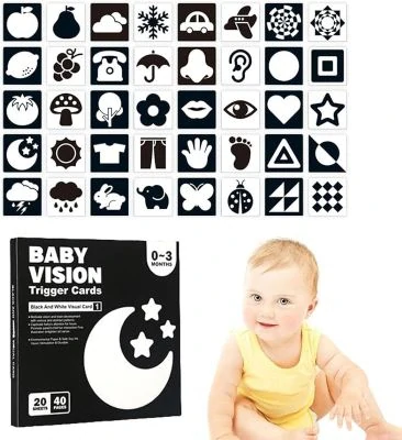 Montessori Kontrastné čiernobielo karty 0-3 mes.