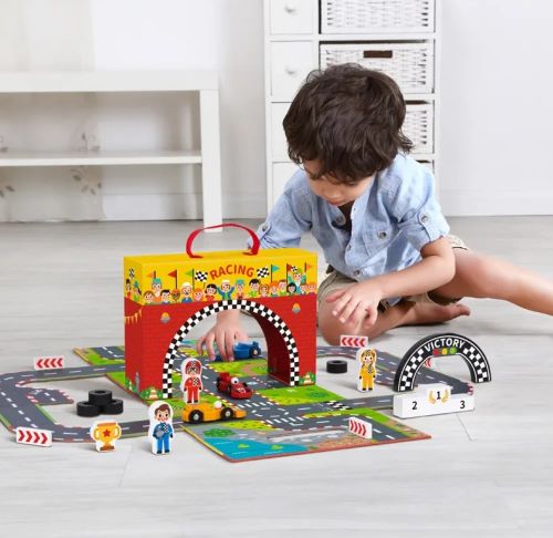 Tooky Toy Pretekárska dráha v kufríku 34 ks