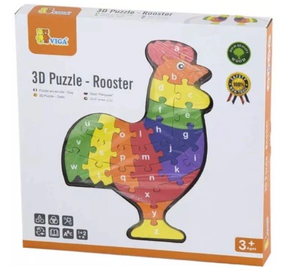 Viga 3D Puzzle - Kohút s písmenkami