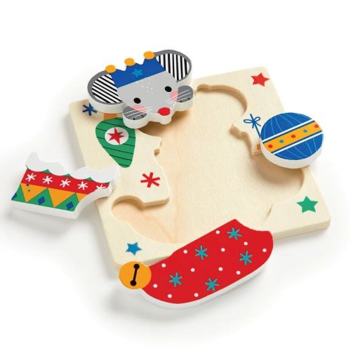 Mudpuppy Drevené puzzle sada 4 ks Vianoce