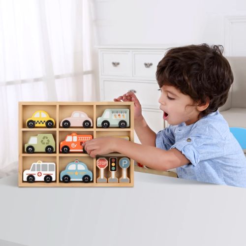 Tooky Toy Dopravné prostriedky a značky Pastel 12 ks