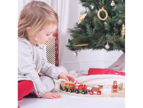 Bigjigs Rail Vianočný vláčik s 3 koľajnicami