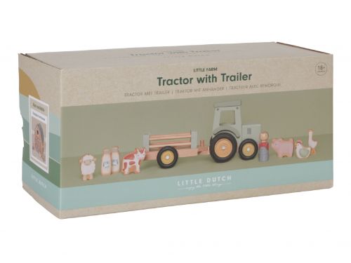 Little Dutch Drevený traktor s prívesom Farma