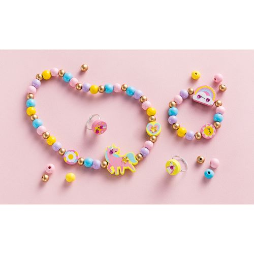 Janod Atelier Kreatívna sada Výroba šperkov Drevené korálky Dúhová krajina 4 ks