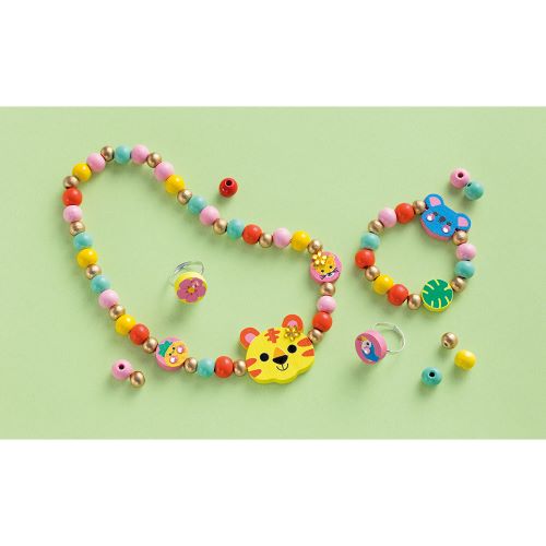 Janod Atelier Kreatívna sada Výroba šperkov Drevené korálky Džungľa 4 ks