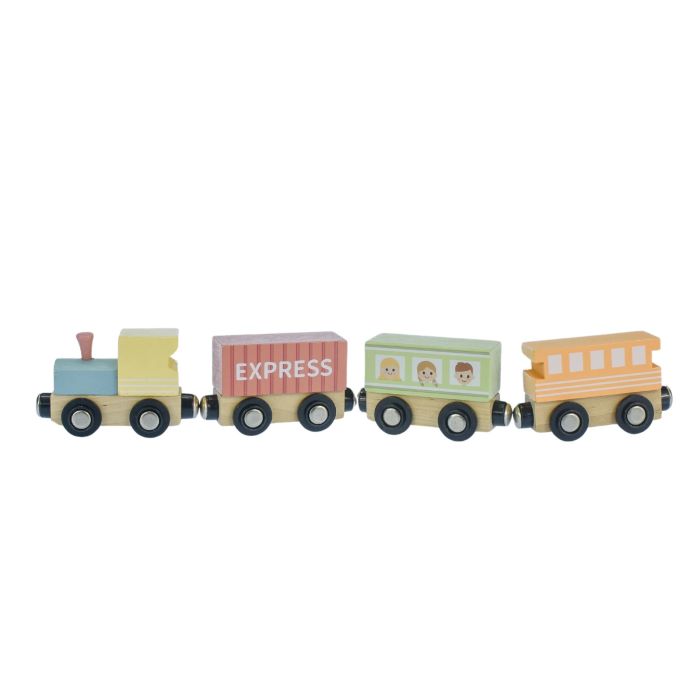 Tooky Toy Drevené vláčiky Set 12 ks Pastel
