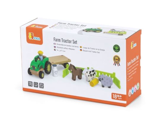 Viga Drevený traktor so zvieratkami