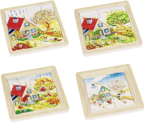Goki Drevené vrstvové puzzle Ročné obdobia