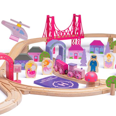 Bigjigs Rail Veľká drevená vláčikodráha pre princezné