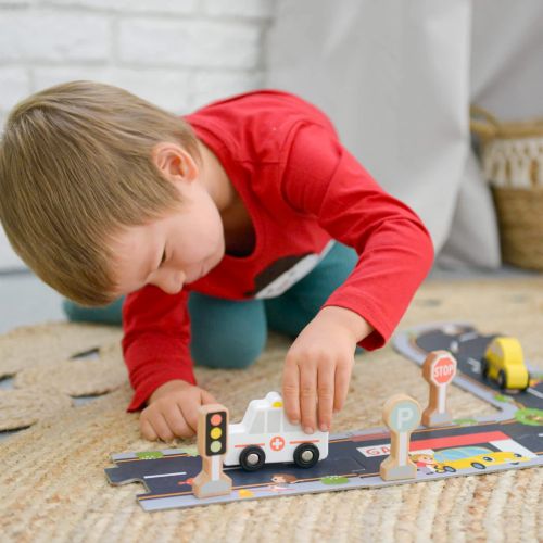 Tooky Toy Dopravné prostriedky a značky Pastel 12 ks