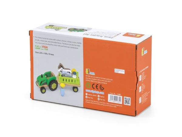 Viga Drevený traktor so zvieratkami
