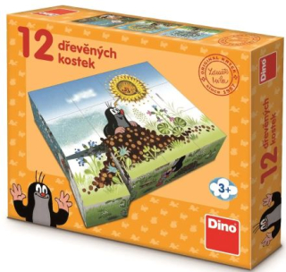 Dino Drevené kocky kubus Krtkov rok 12 ks