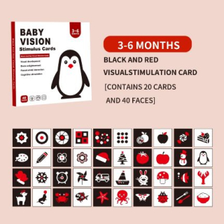 Montessori Kontrastné čiernobielo červené karty 3-6 mes.