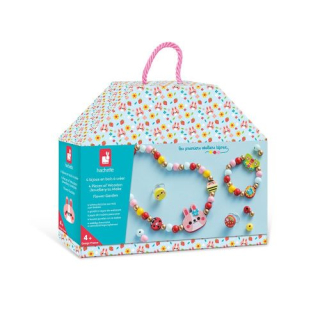 Janod Atelier Kreatívna sada Výroba šperkov Drevené korálky Kvetinová záhrada 4 ks