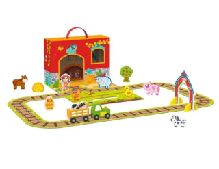 Tooky Toy Farma sada s dráhou v kufríku 31 ks